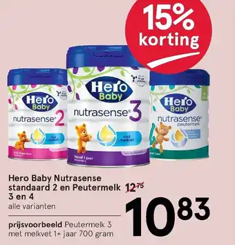 Etos Hero Baby Nutrasense standaard 2 en Peutermelk 3 en 4 aanbieding