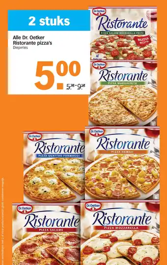 Albert Heijn Alle dr. oetker ristorante pizza's aanbieding