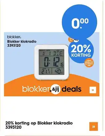 Blokker Blokker klokradio 3393120 20% korting aanbieding