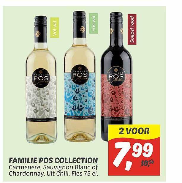 Familie pos collection carmenere, sauvignon blanc of chardonnay