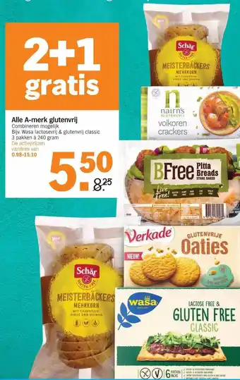 Albert Heijn Alle A-merk glutenvrij 3*240g aanbieding