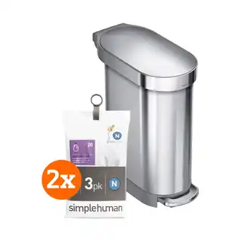 Coolblue Simplehuman slim 45 liter rvs + vuilniszakken (... aanbieding