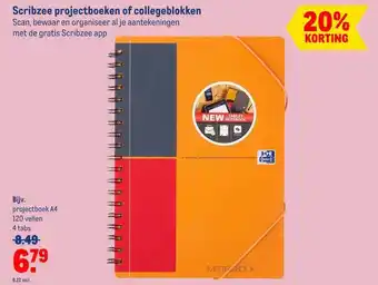 Makro Scribzee projectboeken of collegeblokken 20% korting aanbieding