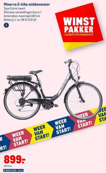 Makro Minerva e-bike middenmotor estrel zwart aanbieding