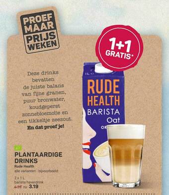 Ekoplaza Plantaardige drinks rude health 1+1 gratis aanbieding