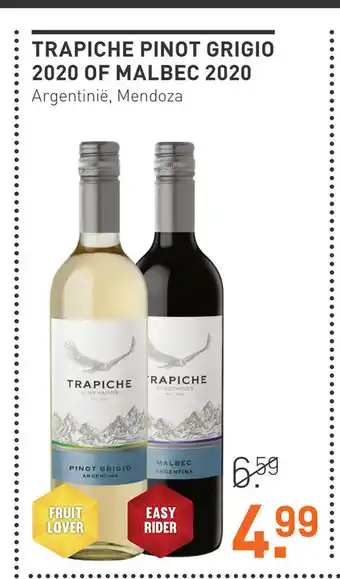 Gall & Gall Trapiche pinot grigio 2020 of malbec 2020 aanbieding