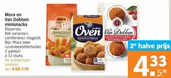 Albert Heijn Mora en Van Dobben minisnacks 2*12 st aanbieding