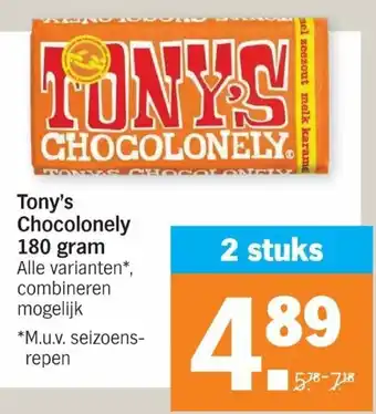 Albert Heijn Tony's Chocolonely 2*180g aanbieding