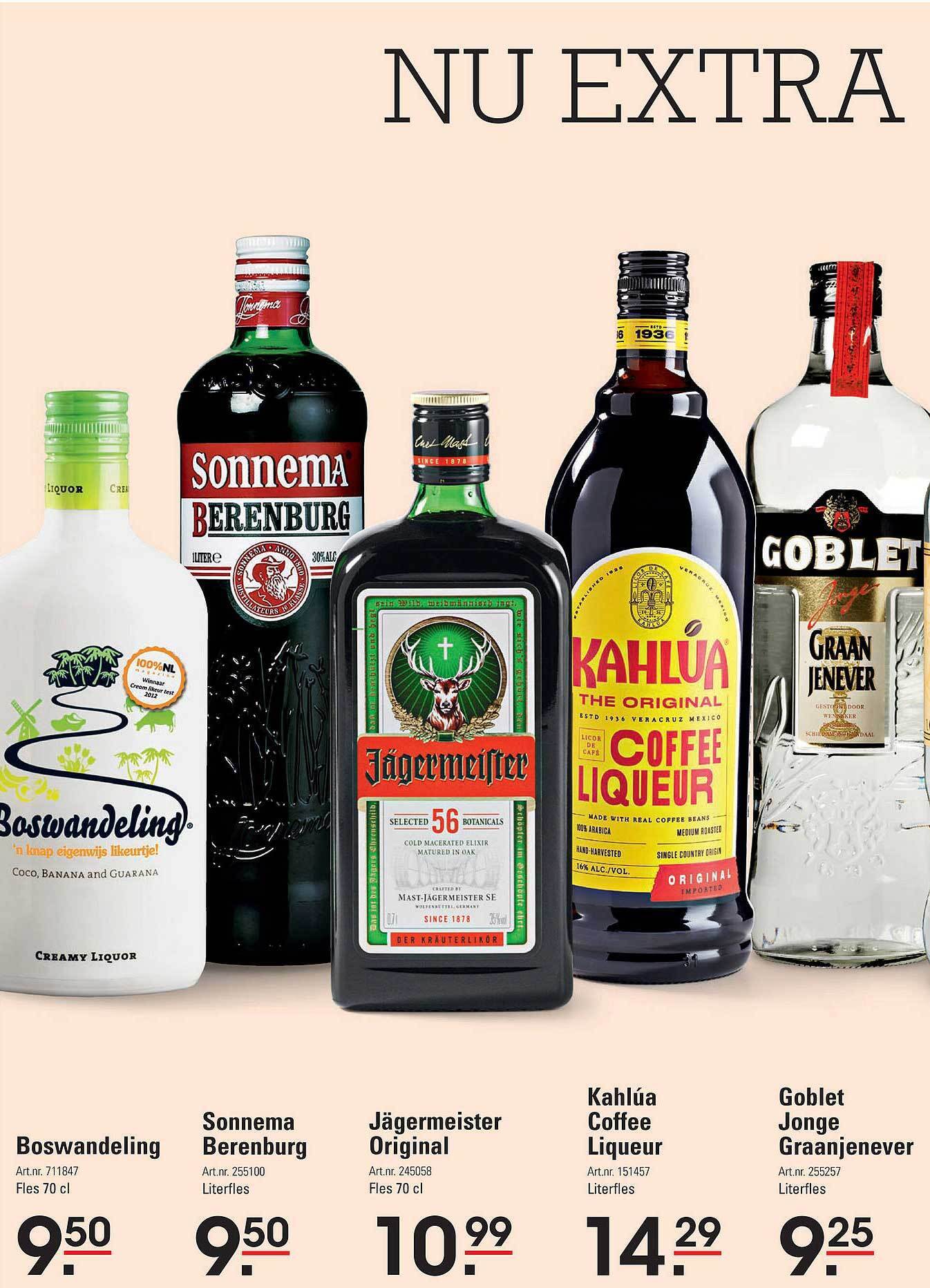 Boswandeling, sonnema berenburg, jägermeister original, kahlúa coffee