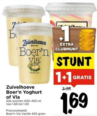 Vomar Voordeelmarkt Zuivelhoeve boer'n yoghurt of vla aanbieding