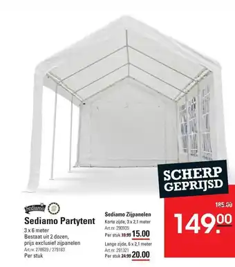 Sligro Sediamo partytent of sediamo zijpanelen aanbieding