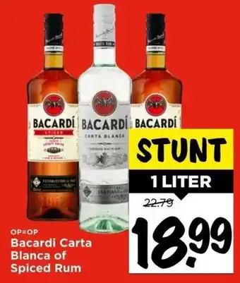 Vomar Voordeelmarkt Bacardi carta blanca of spiced rum aanbieding