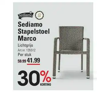 Sligro Sediamo stapelstoel marco 30% korting aanbieding