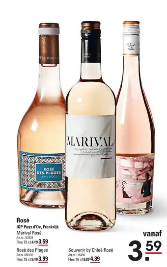 Sligro Rosé marival rosé, rosé des plages of souvenir by chloé rosé aanbieding