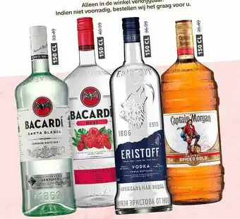 Mitra Bacardi, eristoff of captain morgan aanbieding