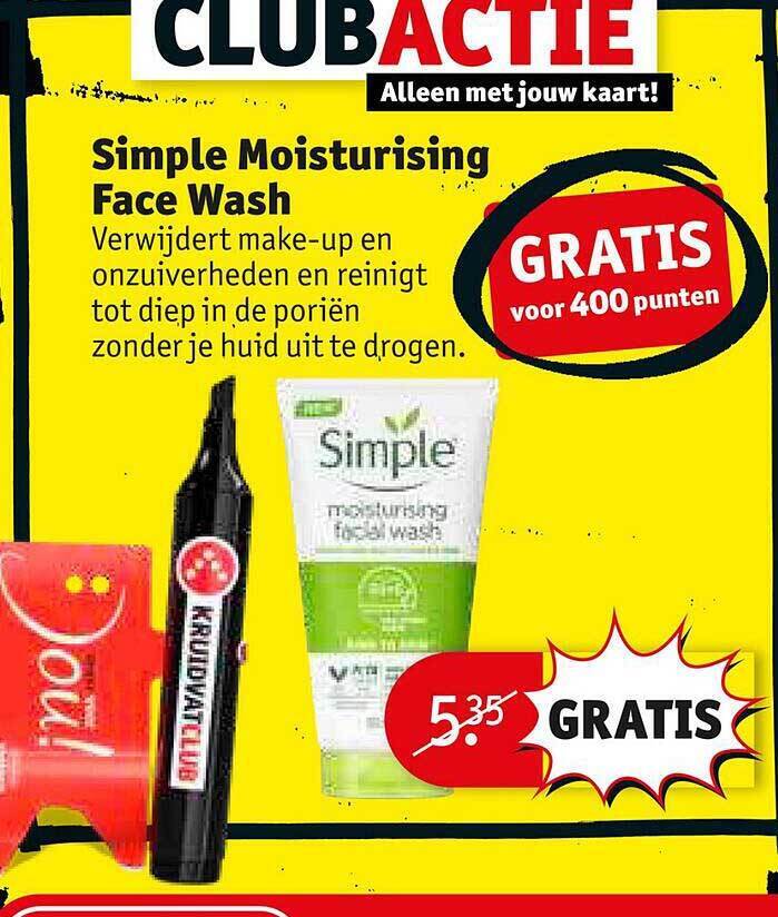 Simple moisturising face wash aanbieding bij Kruidvat