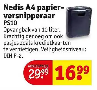 Kruidvat Nedis a4 papierversnipperaar ps10 aanbieding