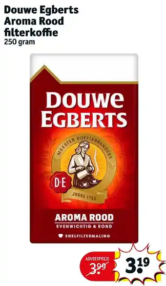 Kruidvat Douwe egberts aroma rood filterkoffie 250 gram aanbieding