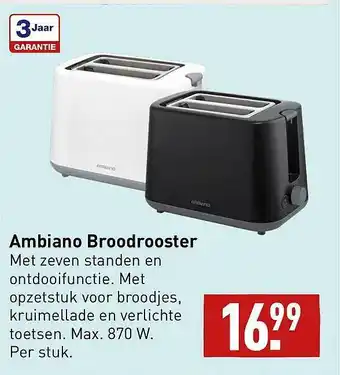 ALDI Ambiano broodrooster aanbieding