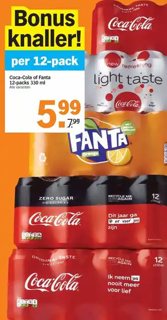 Albert Heijn Coca-Cola of Fanta 12*0.33ml aanbieding