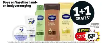 Kruidvat Dove en vaseline hand- en bodyverzorging 1+1 gratis aanbieding