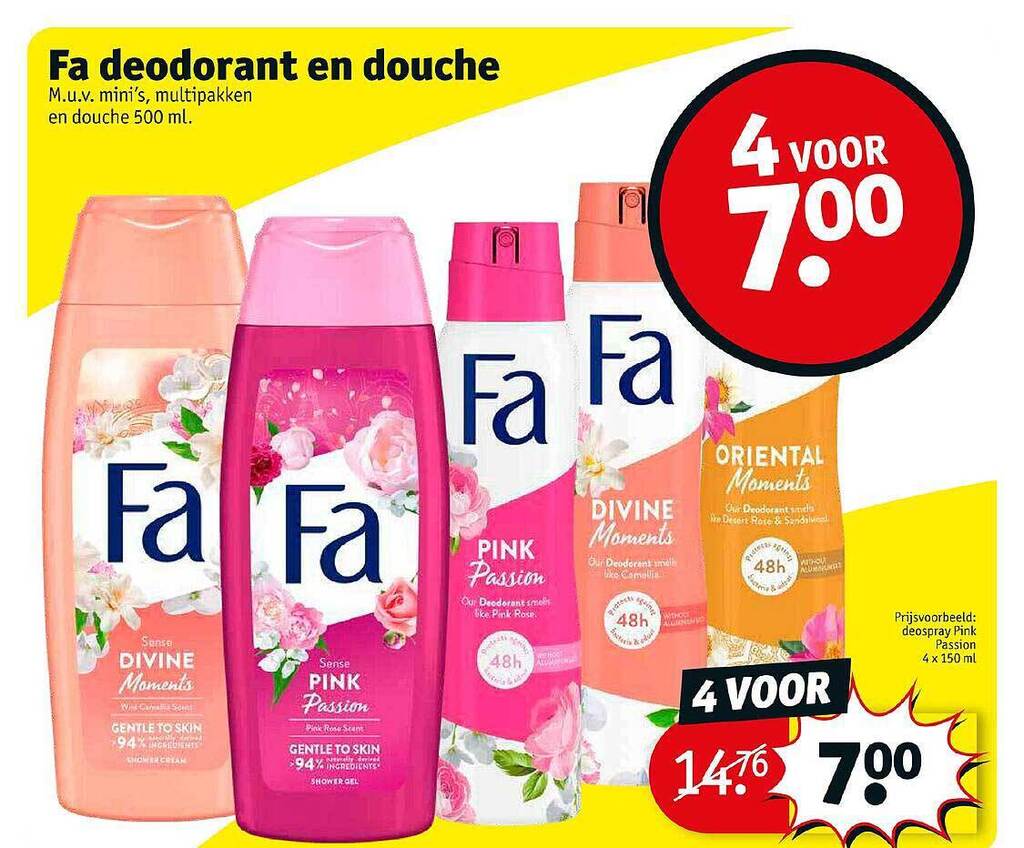 Fa deodorant en douche aanbieding bij Kruidvat