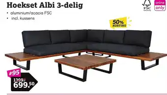 Leen Bakker Hoekset albi 3-delig 50% korting aanbieding