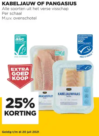 Jumbo Kabeljauw of Pangasius 25% kortig aanbieding