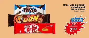 Trekpleister Bros, lion en kitkat voordeelpak aanbieding