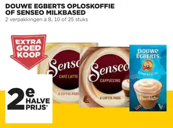 Jumbo Douwe Egberts Oploskoffie of Senseo Milkbased 2*8/10/25st aanbieding