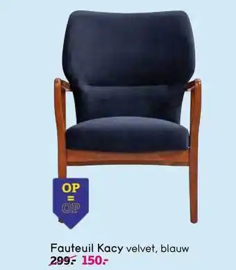 Leen Bakker Fauteuil kacy velvet blauw aanbieding