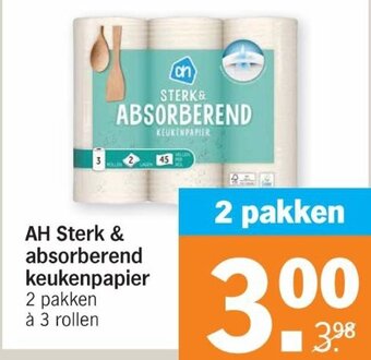 Albert Heijn AH Sterk& absorberend keukenpapier 2*3 rollen aanbieding