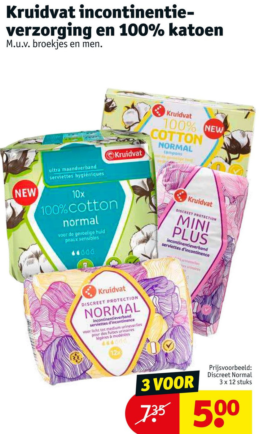 Kruidvat incontinentie en 100 katoen aanbieding bij Kruidvat