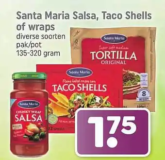 Lekker Makkelijk Santa maria salsa, taco shells of wraps aanbieding