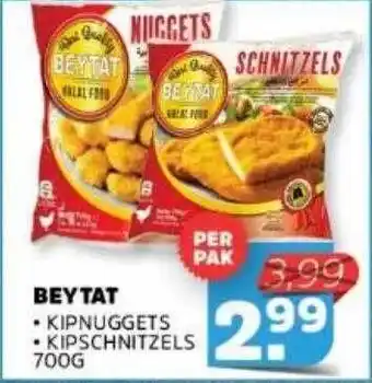 Sahan Supermarkten Beytat kipnuggets of kipschnitzels 700g aanbieding