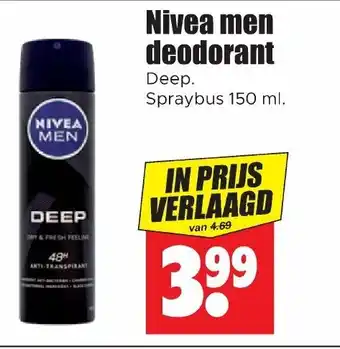 Dirk Nivea men deodorant 150ml aanbieding