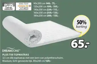 Jysk Dreamzone plus t50 topmatras 50% korting aanbieding