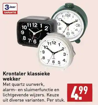 ALDI Krontaler klassieke wekker aanbieding