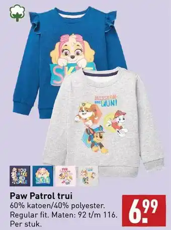 ALDI Paw patrol trui aanbieding