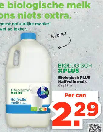 PLUS Biologisch plus halfvolle melk can 2 liter aanbieding