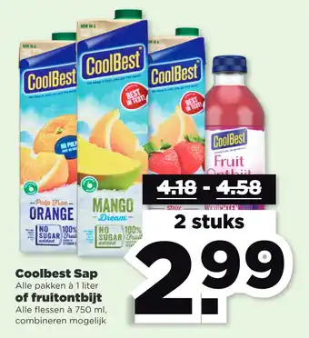 PLUS Coolbest sap of fruitontbijt aanbieding