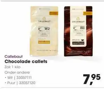 HANOS Callebaut chocolade callets wit of puur aanbieding