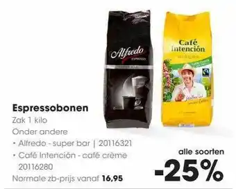 HANOS Espressobonen alfredo - super bar of café intención - café crème aanbieding