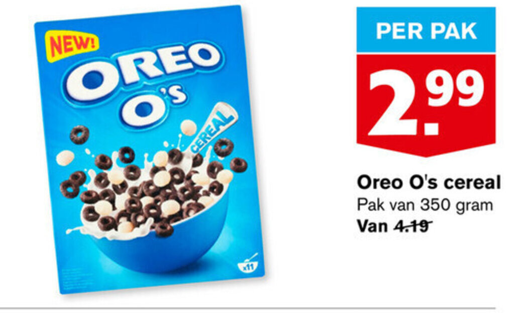 Oreo O's cereal 350 gram aanbieding bij Hoogvliet