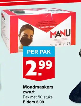 Hoogvliet Mondmaskers zwart aanbieding