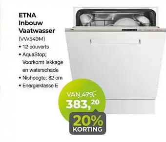 EP Etna inbouw vaatwasser (vw549m) 20% korting aanbieding