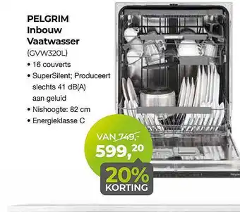 EP Pelgrim inbouw vaatwasser (gvw320l) 20% korting aanbieding