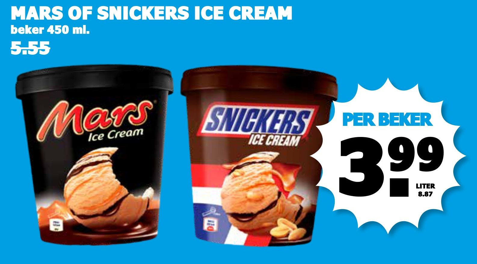 Mars of snickers ice cream aanbieding bij Boon`s Markt