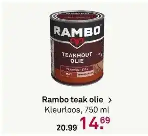 Karwei Rambo teak olie aanbieding