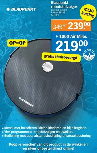 Albert Heijn Blaupunkt Robotstofzuiger Bluebot XBoost BPK-VCBB1XB aanbieding